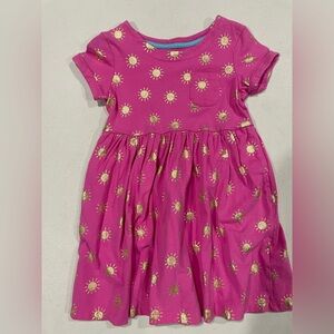 Mini Boden Pink Dress with Gold Sun Pattern